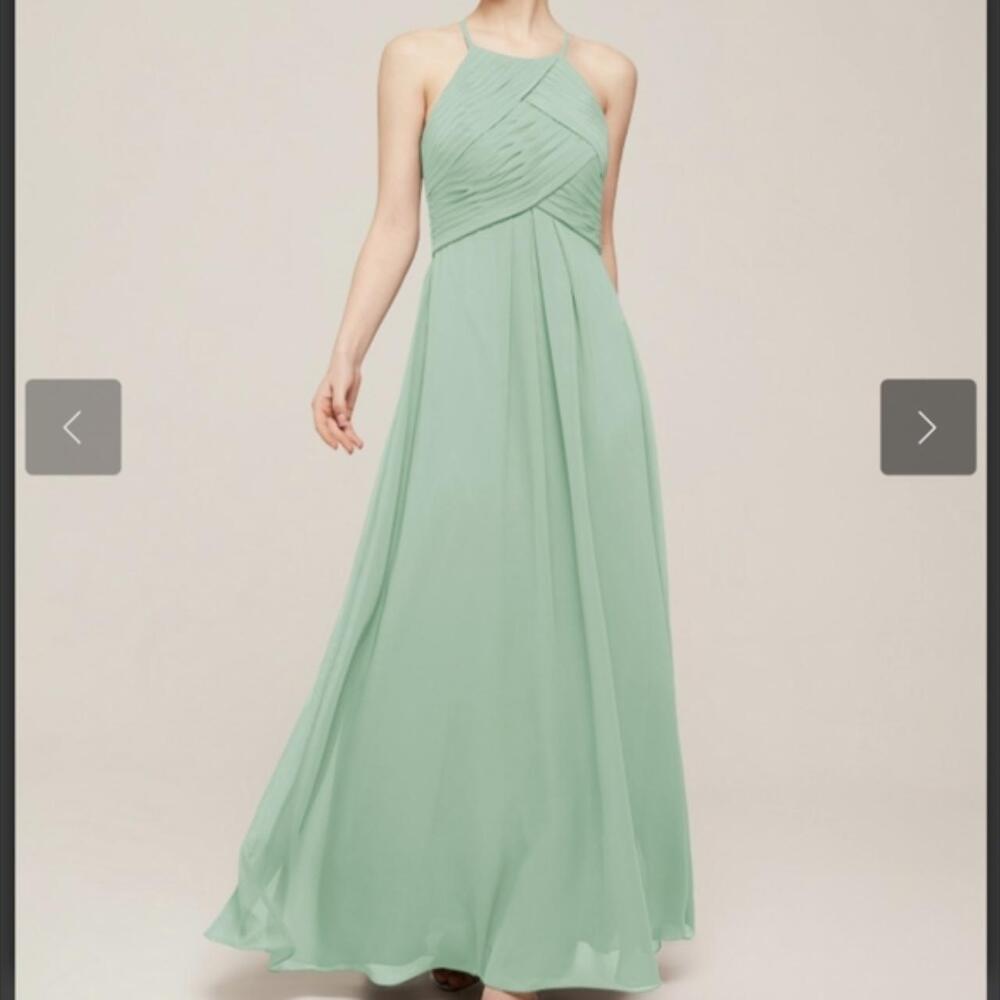 Aderes Bridesmaid Dress Mint Green Chiffon A-Line Size 8